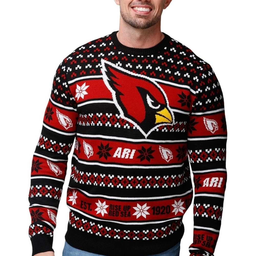 NFL Arizona Cardinals Black and Red Crewneck Sweater